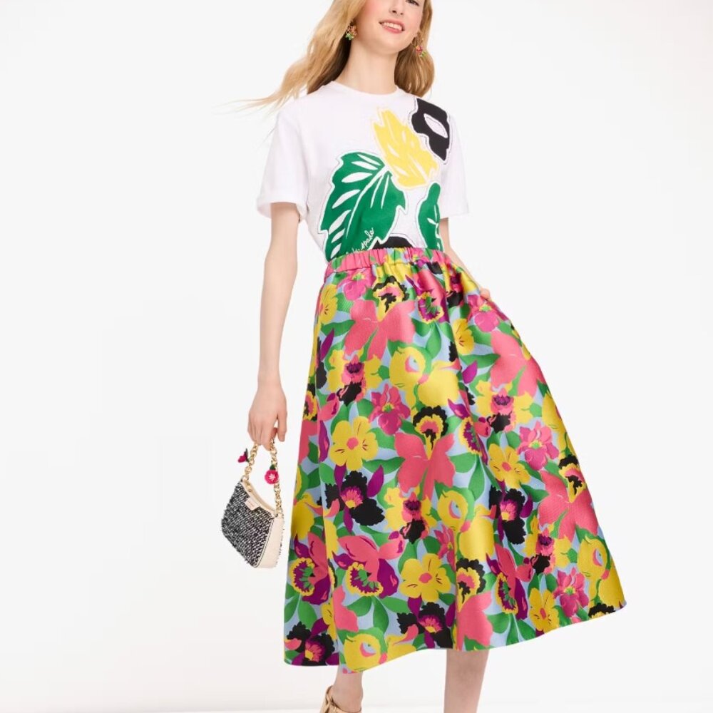 NWOT KATE SPADE Orchid Bloom Jacquard Midi Skirt M $353